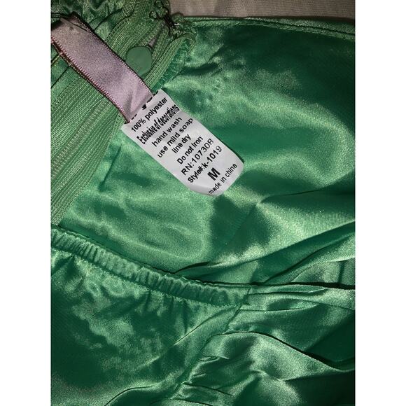 Y2k Green Satin Halter Top Size Medium Bejeweled Neck DEADSTOCK - Picture 5 of 7